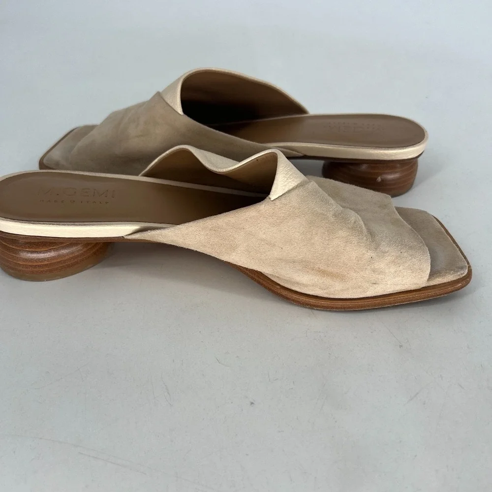 M‎ Gemi Sandal Womens 8.5 / IT 39 Leather Neutral Slides Slip On Classic Simple
